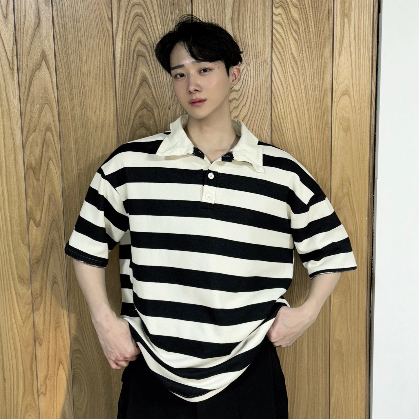 2way stripe polo shirt (ご予約商品)