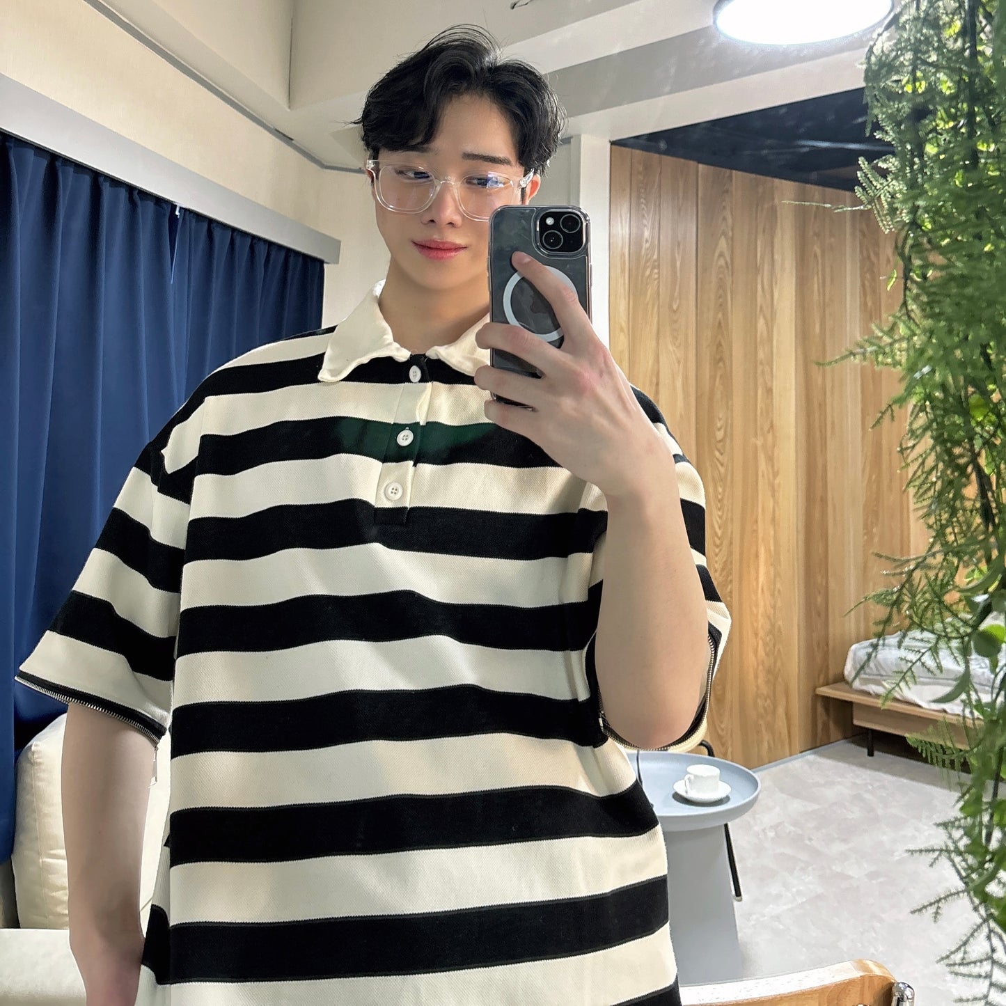 2way stripe polo shirt (ご予約商品)