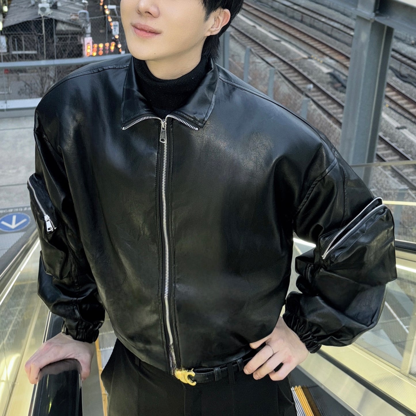 Short length street leather jacket (ご予約商品)